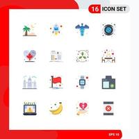 16 Flat Color concept for Websites Mobile and Apps love vision caduceus look globe Editable Pack of Creative Vector Design Elements