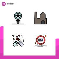 4 iconos creativos signos y símbolos modernos de biología cápsula laboratorio fábrica chimenea corazón elementos de diseño vectorial editables vector