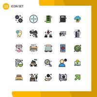 Modern Set of 25 Filled line Flat Colors Pictograph of head upload storage folder cloud Editable Vector Design Elements