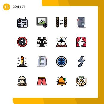 conjunto de 16 iconos de interfaz de usuario modernos signos de símbolos para el desarrollador de intercambio de elementos de escudo elementos de diseño de vectores creativos editables móviles