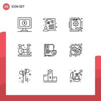 9 Creative Icons Modern Signs and Symbols of protection gym fund fitness cycling Editable Vector Design Elements