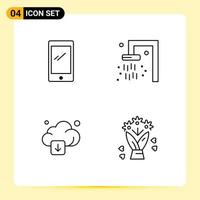 4 User Interface Line Pack of modern Signs and Symbols of phone arrow android bathroom technology Editable Vector Design Elements