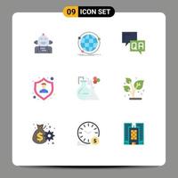 conjunto de 9 iconos modernos de la interfaz de usuario signos de símbolos para la red de protección de seguros de empleados seguros ayuda elementos de diseño de vectores editables