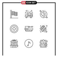 Set of 9 Modern UI Icons Symbols Signs for howitzer plus astronomy add space Editable Vector Design Elements