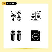 User Interface Pack of 4 Basic Solid Glyphs of date comfortable beach debt slipper Editable Vector Design Elements