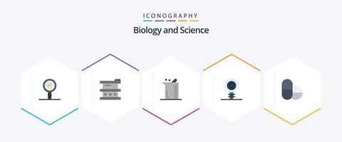 biología 25 paquete de iconos planos que incluye adn. química. laboratorio. biología. química vector