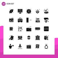 25 Universal Solid Glyphs Set for Web and Mobile Applications chinese food meal bluetooth lunch food Editable Vector Design Elements