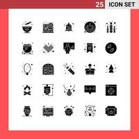 Modern Set of 25 Solid Glyphs Pictograph of fire switch love shutdown power Editable Vector Design Elements