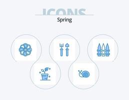 paquete de iconos azul primavera 5 diseño de iconos. jardín. pala. flor. rastrillo. jardín vector