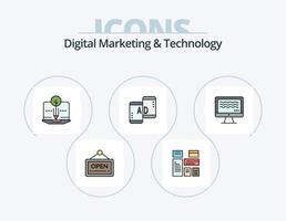 Digital Marketing And Technology Line Filled Icon Pack 5 Icon Design. atoumation. digital. bulb. paid articales. paid vector