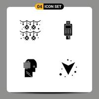 4 Thematic Vector Solid Glyphs and Editable Symbols of culture credit card machine saint patrick card user Editable Vector Design Elements