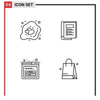 Set of 4 Modern UI Icons Symbols Signs for decorative mockup heart bundle wireframe Editable Vector Design Elements