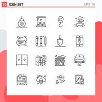 Modern Set of 16 Outlines and symbols such as text bubble construction asset money Editable Vector Design Elements