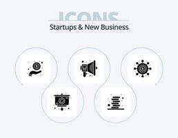 Startups And New Business Glyph Icon Pack 5 Icon Design. network. economy. payment. cash. speaker vector