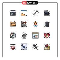 Universal Icon Symbols Group of 16 Modern Flat Color Filled Lines of files folder curves tunnel train Editable Creative Vector Design Elements