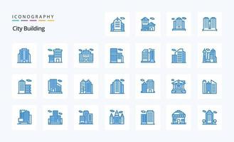 paquete de iconos azules de construcción de 25 ciudades vector