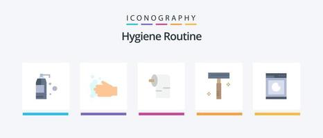 Hygiene Routine Flat 5 Icon Pack Including clean. machine. paper. cooking. razor. Creative Icons Design vector