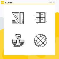 4 Creative Icons Modern Signs and Symbols of education connection back to school formula computer Editable Vector Design Elements