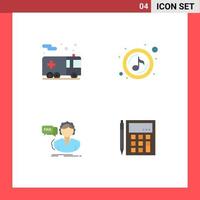 4 User Interface Flat Icon Pack of modern Signs and Symbols of emergency assistance transportation quaver consultation Editable Vector Design Elements