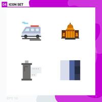 Group of 4 Flat Icons Signs and Symbols for bus place whtiehouse house devices Editable Vector Design Elements