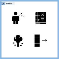 símbolos de iconos universales grupo de 4 glifos sólidos modernos de página de avatar marcador humano bosque elementos de diseño vectorial editables vector