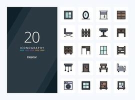 20 icono relleno de línea interior para presentación vector