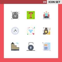 Modern Set of 9 Flat Colors and symbols such as diamond time program cinema doctor Editable Vector Design Elements