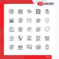 25 User Interface Line Pack of modern Signs and Symbols of wireframe web power page treatment Editable Vector Design Elements