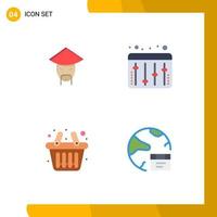 4 iconos creativos signos y símbolos modernos del emperador compras base de datos del ecualizador chino elementos de diseño vectorial editables vector