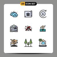 conjunto de 9 iconos de interfaz de usuario modernos símbolos signos para hombre hombre de negocios máquina del tiempo etiqueta de viernes negro descuento elementos de diseño vectorial editables vector