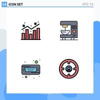 Pictogram Set of 4 Simple Filledline Flat Colors of analytics drive shopping electric hard disk Editable Vector Design Elements