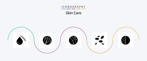 Skin Glyph 5 Icon Pack Including white cells. wbcs. scalp disease. hematology. skin vector