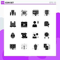 16 User Interface Solid Glyph Pack of modern Signs and Symbols of living furniture advertising desk sale advertisement Editable Vector Design Elements