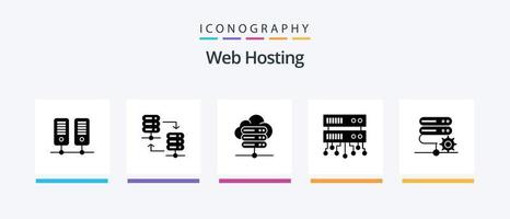 Web Hosting Glyph 5 Icon Pack Including . shared server . share. database server . server connection. Creative Icons Design vector
