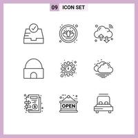 Universal Icon Symbols Group of 9 Modern Outlines of seo real estate internet of things mosque historical building Editable Vector Design Elements