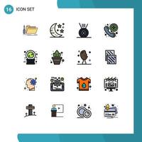 conjunto de 16 iconos de interfaz de usuario modernos símbolos signos para fiesta de bola de cristal de halloween comunicación telefónica elementos de diseño de vectores creativos editables