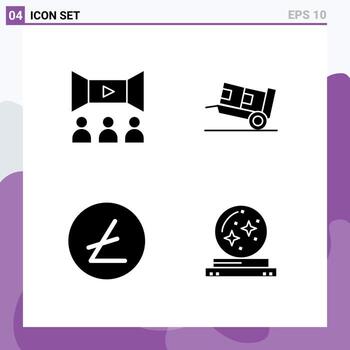 Universal Solid Glyphs Set for Web and Mobile Applications cinema blockchain multimedia logistic ball Editable Vector Design Elements