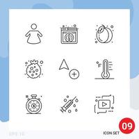 Mobile Interface Outline Set of 9 Pictograms of light cursor fruit copy raspberry Editable Vector Design Elements