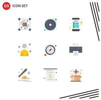 Universal Icon Symbols Group of 9 Modern Flat Colors of device direction internet banking compass man Editable Vector Design Elements