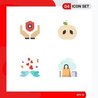 Pack of 4 Modern Flat Icons Signs and Symbols for Web Print Media such as medical heart handcare fruit cloud Editable Vector Design Elements