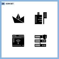 Set of 4 Modern UI Icons Symbols Signs for hobby webpage food internet network Editable Vector Design Elements