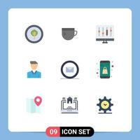 Pack of 9 Modern Flat Colors Signs and Symbols for Web Print Media such as development person chart man account Editable Vector Design Elements