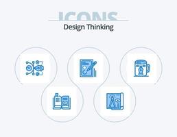 Diseño pensando en el paquete de iconos azules 5 diseño de iconos. documento. editar. papel. editable. Arte vector