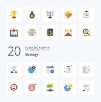 20 Strategy Flat Color icon Pack like task list browser business management vector