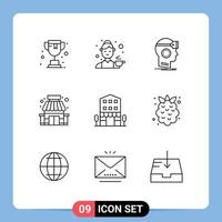 Outline Pack of 9 Universal Symbols of buildings store vr shop virtual Editable Vector Design Elements