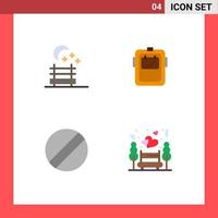 Flat Icon Pack of 4 Universal Symbols of nature night date welding headgear night Editable Vector Design Elements