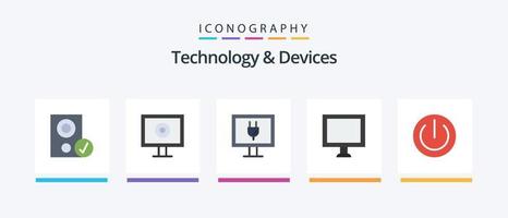 Paquete de 5 iconos planos de dispositivos que incluye gadgets. dispositivos. entretenimiento. botón. mostrar. diseño de iconos creativos vector