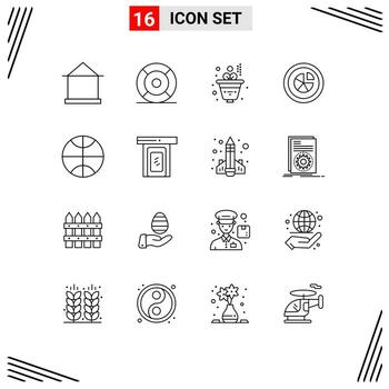 conjunto de pictogramas de 16 esquemas simples de diagrama de informe elementos de diseño de vector editables de inversión de gráfico de interfaz de usuario