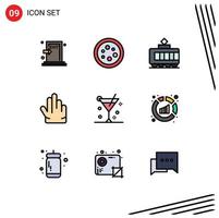 Universal Icon Symbols Group of 9 Modern Filledline Flat Colors of cocktail three lab hand transport Editable Vector Design Elements