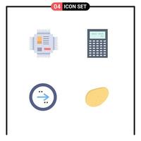 Editable Vector Line Pack of 4 Simple Flat Icons of chip arrow processor calculator direction Editable Vector Design Elements